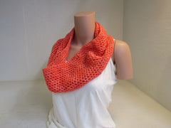 Handcrafted Cowl Coral Crocheted 50% Alpaca 50% Mulberry Silk Female Adult -- New