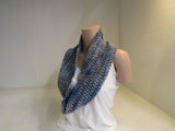 Handcrafted Cowl Blue Orange Crocheted 100% Merino Female Adult -- New