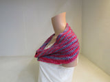 Handcrafted Cowl Gray Hot Pink 50% Alpaca 50% Mulberry Silk Female Adult -- New
