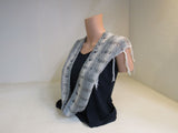 Handcrafted Shawl Gray Cream Boho Textured Fringes 100% Cotton Female Adult -- New