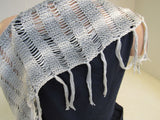 Handcrafted Shawl Gray Cream Boho Textured Fringes 100% Cotton Female Adult -- New
