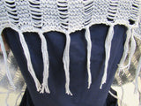 Handcrafted Shawl Gray Cream Boho Textured Fringes 100% Cotton Female Adult -- New