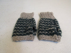 Handcrafted Fingerless Gloves Green Taupe 33% Possum 33% Cashmere 33% Merino -- New