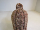 Handcrafted Beanie Hat Latte Pom Pom 70% Merino 20% Cashmere 10% Nylon Adult -- New
