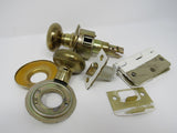 Standard Complete Door Knob Set With Screws And Hinges Polished Brass Vintage -- Used