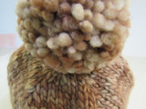 Handcrafted Beanie Hat Latte Pom Pom 70% Merino 20% Cashmere 10% Nylon Adult -- New