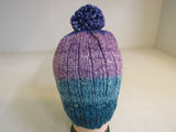 Handcrafted Beanie Hat Multicolored Pom Pom 100% Merino Female Adult -- New