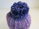 Handcrafted Beanie Hat Multicolored Pom Pom 100% Merino Female Adult -- New