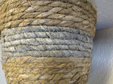 Potey Planter Baskets Lot of 3 Grey Hand Woven Seagrass Fiber -- New