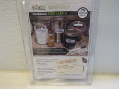 Evelots Erasable Food Labels White/Black 70 Assorted Labels -- New