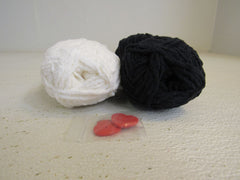 Hook & Needle Mary Jane Slippers Yarn Kit Black/White 2 Balls Polyester -- New