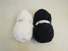 Hook & Needle Mary Jane Slippers Yarn Kit Black/White 2 Balls Polyester -- New