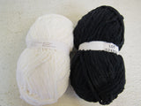 Hook & Needle Mary Jane Slippers Yarn Kit Black/White 2 Balls Polyester -- New