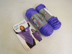 Hook & Needle Steppin Out Poncho Yarn Kit Grape 2 skeins 250 Yards Each Acrylic -- New