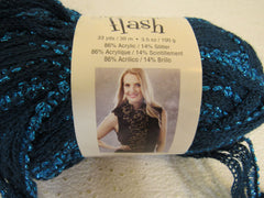 Premier Yarns Starbella Flash Yarn Black/Teal 1 Skein 33 Yards Acrylic Glitter -- New