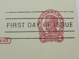 USPS Scott UX43 2c Carmine Rose Abraham Lincoln First Day of Issue Postal Card -- Used