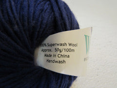 Yarn Zone Woolish Yarn Indigo 1 Ball 50-g/100-m Worsted Weight Superwash Wool -- New