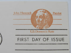 USPS Scott UX74 US Domestic Rate John Hancock Patriot First Day of Issue -- New