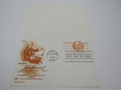 USPS Scott UY30 10c John Hancock Patriot Postal Reply Card First Day of Issue -- New