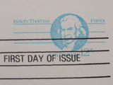 USPS Scott UY32 12c Isaiah Thomas Patriot Postal Reply Card First Day of Issue -- New