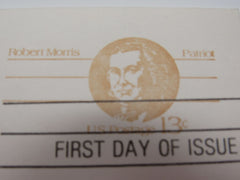 USPS Scott UX93 13c Robert Morris Patriot Postal Card First Day of Issue -- New