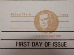 USPS Scott UY33 US Domestic Rate Robert Morris Patriot First Day of Issue -- New