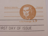 USPS Scott UY34 13c Robert Morris Patriot Postal Reply Card First Day of Issue -- New