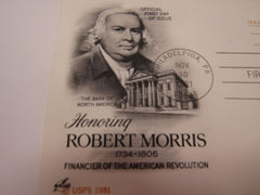 USPS Scott UY34 13c Robert Morris Patriot Postal Reply Card First Day of Issue -- New