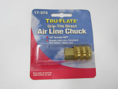Tru-Flate Grip-Tite Direct Air Line Chuck 1/4-in Female NPT Gold 17-373 -- New