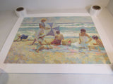 Vintage Frolicking At The Sea Unframed Art 162/350 38in x 31in Don Hatfield -- Used
