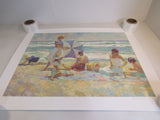 Vintage Frolicking At The Sea Unframed Art 162/350 38in x 31in Don Hatfield -- Used