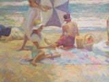 Vintage Frolicking At The Sea Unframed Art 162/350 38in x 31in Don Hatfield -- Used