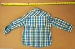 H&M Boys Button-Down Shirt 18-24m Toddler Blue Plaid -- Used