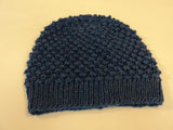 Handcrafted Slouchy Hat Ocean Blue Textured 100% Merino Wool Female Adult -- New No Tags
