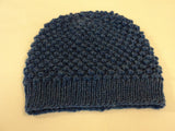 Handcrafted Slouchy Hat Ocean Blue Textured 100% Merino Wool Female Adult -- New No Tags