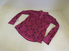 ideology Quarter Zip Top Jacket Pullover Female Adult Size M Pinks Floral -- Used