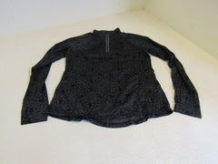 ideology Quarter Zip Top Jacket Pullover Black/Gray Female Adult Size M Floral -- Used