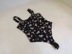 Bar III Thong Bodysuit Black/Pink/Mint Female Adult Size M Floral -- Used