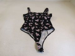 Bar III Thong Bodysuit Black/Pink/Mint Female Adult Size M Floral -- Used