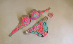 Shade & Shore Bandeau Bikini Padded Push Up 36C Female Adult Size 34C Geometric -- Used