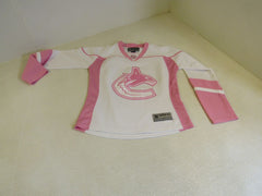 Reebok Vancouver Canucks Hockey Jersey White/Pink NHL Female Adult Size S -- Used