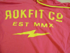 Rokfit Hooded Shirt Pink/Neon Yellow Female Adult Size L Solid -- Used
