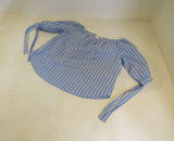 L.O.G.G. Top Blouse Blue/White Off The Shoulder Female Adult Size 8 Striped -- Used