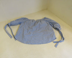 L.O.G.G. Top Blouse Blue/White Off The Shoulder Female Adult Size 8 Striped -- Used