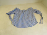 L.O.G.G. Top Blouse Blue/White Off The Shoulder Female Adult Size 8 Striped -- Used
