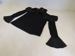INC Blouse Black Bell Sleeves Open Shoulder Female Adult Size M Solid -- Used