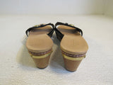 Coach Lee Sandal Tan/Black/Gold Female Adult Size 8 Multi-Color Solid -- Used