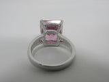 Edco Fashion Ring Princess Cut Pink Faux Gem Female Adult Size 8 Pinks Solid -- Used