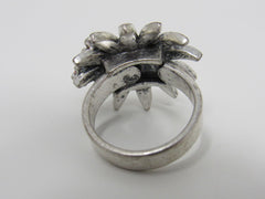 Pilgrim Fashion Flower Ring Pink/Yellow/Silver Female Adult Size 6.5 Floral -- Used