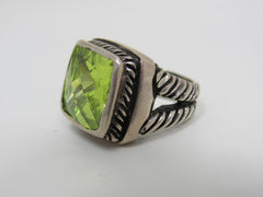 Designer Fashion Ring Light Green Gem Female Adult Size 8 Greens Solid -- Used